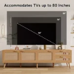 Rattan Door Media Console with Solid Wood Legs – Modern TV Stand - Image 2