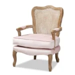 Traditional Velvet Upholstered Wood Armchair - Image 2