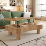 Wooden Coffee Table with Hidden Storage and Silent Hydraulic Lift-Top - Image 4