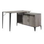 Writing & Office Desk with Storage Cabinet – Modular Wooden Table with Metal Frame - Image 2