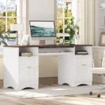 Executive Office Desk with File Drawer & Open Shelves - Image 3