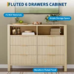 Wood Chest of Drawers with Fluted Doors – Modern Storage Cabinet - Image 4