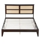 Wood Platform Bed Frame with Rattan Headboard – Stylish & Sturdy Design for Modern Bedrooms - Image 5