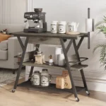 Wooden Small Kitchen Trolley Cart on Wheels with 3 Shelves - Image 2