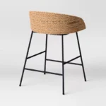 Woven Back Counter Height Barstool with Cushion – Sturdy Metal Frame Design - Image 3