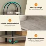 5-Tier Arched Open Bookshelf – Tall Metal Frame Display Rack for Home & Office - Image 3