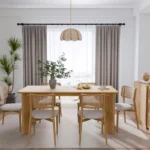 Oak Solid Wood Farmhouse Dining Table for 6 – 67" Rectangular Yellow Wood Table with 4-Leg Base - Image 3