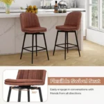 27-Inch Swivel Bar Stool Set with Padded Seat, Metal Legs & Footrest – Mid-Back, Set of 2 or 4 - Image 7