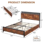 Queen Size Solid Wood Platform Bed Frame with 4 Storage Drawers - Image 2