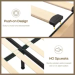 Natural Rattan Queen Size Bed Frame with Wooden Headboard & 4 Storage Drawers – Beige - Image 3