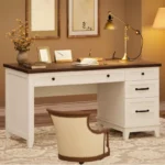 Executive Farmhouse Home Office Desk with 4 Drawers and File Cabinet - Image 3
