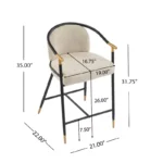 Upholstered Iron 26" Counter Stools with Back – Set of 2, Sturdy & Stylish Design - Image 4