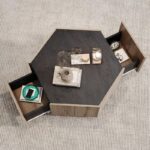 Hexagonal Wood Coffee Table with Dual Storage, Rustic Rural Style - Image 2
