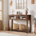 Entryway Table – Wood Console Table with 2 Glass Drawers - Image 3