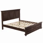 Queen Bed with Decorative Fretwork and Grooved Panels – Traditional Pinewood Bed Frame - Image 4