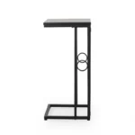 Modern Faux Wood and Iron C-Shaped Side Table – Slim C-Table for Couch - Image 4