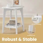 Modern Square Side Table with Lower Shelf – 2-Tier Small White End Table - Image 3