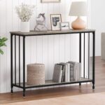 Narrow Console Table with Engineered Wood Shelf and Black Metal Frame - Image 3