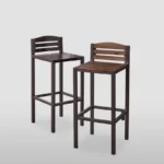 Set of 2 Lilith Acacia Wood Bar Stools with Low Back – Dark Brown Finish, Square Seat Design - Image 4