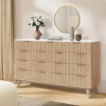 Luxury Wooden Chest of 9 Drawers with Elegant Gold Handles - Image 7