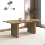 Extendable Rectangular Dining Table for 6–10 People with Double Pedestal Base – Brown Finish - Image 3