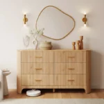 6-Drawer Dresser for Bedroom – 53.9” Wide Storage Dresser with Gold Handles - Image 3