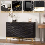 Modern Wooden Chest of 7 Drawers with Metal Frame – White Finish Storage Dresser - Image 5