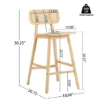 Wooden Bar Stools with Solid Wood Seat & Rattan Back – Counter Height Design - Image 5