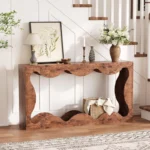 Wooden Console Table with Storage, Brown Finish - Image 5