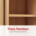 Freestanding Bamboo Sideboard Organizer with Two Doors & Divided Storage - Image 4