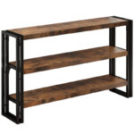 Industrial Bookcase for Living Room – Vintage Brown Open Shelf Storage Unit - Image 2