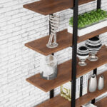 5-Tier Wooden Bookcase Shelf – White & Gold Open Display Storage Unit - Image 5