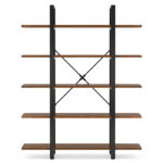 5-Tier Wooden Bookcase Shelf – White & Gold Open Display Storage Unit - Image 3