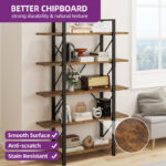 5-Tier Vintage Industrial Etagere Bookcase – Metal Frame Open Shelf Storage Unit - Image 7