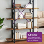 5-Tier Vintage Industrial Etagere Bookcase – Metal Frame Open Shelf Storage Unit - Image 6