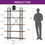 5-Tier Vintage Industrial Etagere Bookcase – Metal Frame Open Shelf Storage Unit - Image 5