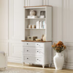 Tall Wooden Bookcase with 3 Open Shelves – Large Book Cabinet Storage Unit - Image 6